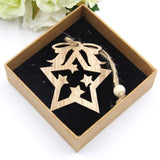 16PCS DIY Christmas Wooden Pendant Star&Deer&Tree Ornaments
