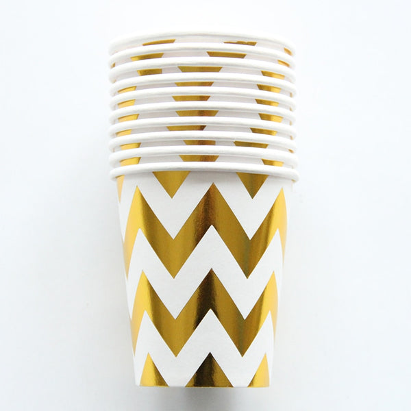 10pcs/lot Gold Wave Party Supplies Paper Cup