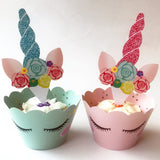 24Pcs Unicorn Rainbow Cake Toppers , Wrappers