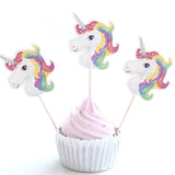 24Pcs Unicorn Rainbow Cake Toppers , Wrappers