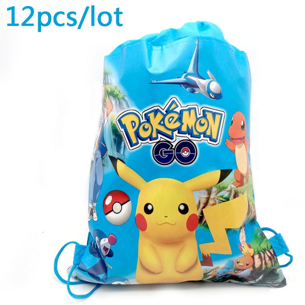 12pcs/lot Pikachu  Drawstring Gifts Bags