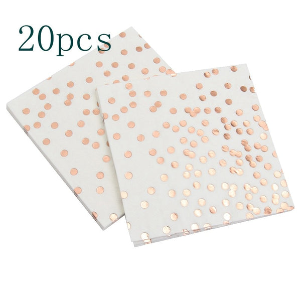 20 PCS/Pack Rose Gold Point Dot Napkin Paper