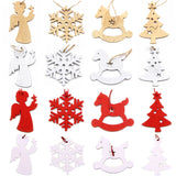 12PCS Christmas Snowflakes Wooden Pendants Ornaments