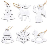 12PCS Christmas Snowflakes Wooden Pendants Ornaments