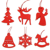 12PCS Christmas Snowflakes Wooden Pendants Ornaments