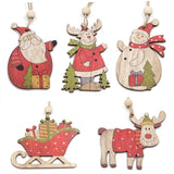 5PCS Colorful  Christmas Wooden Pendants Ornaments