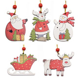 5PCS Colorful  Christmas Wooden Pendants Ornaments