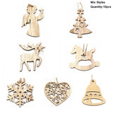 1Set Christmas Wooden Pendant Snowflakes&Deer&Tree