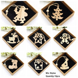 1Set Christmas Wooden Pendant Snowflakes&Deer&Tree