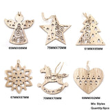1Set Christmas Wooden Pendant Snowflakes&Deer&Tree