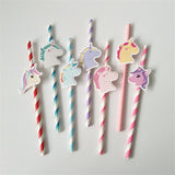 10Pcs Unicorn Stripe Straws