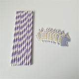 10Pcs Unicorn Stripe Straws