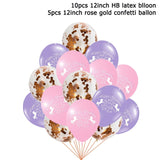 15pcs Pink Unicorn Balloons