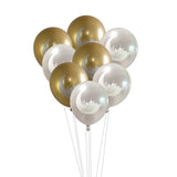 12pcs Gold Silver Eid Mubarak Latex Balloons