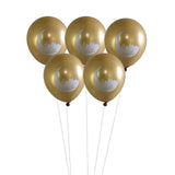 12pcs Gold Silver Eid Mubarak Latex Balloons