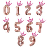 32inch Rose Gold Crown Number Foil Balloons