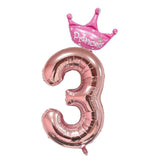 32inch Rose Gold Crown Number Foil Balloons