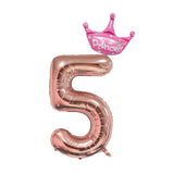 32inch Rose Gold Crown Number Foil Balloons
