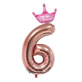 32inch Rose Gold Crown Number Foil Balloons