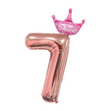 32inch Rose Gold Crown Number Foil Balloons