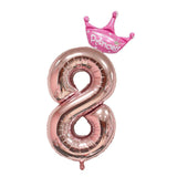 32inch Rose Gold Crown Number Foil Balloons