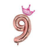 32inch Rose Gold Crown Number Foil Balloons