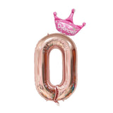 32inch Rose Gold Crown Number Foil Balloons