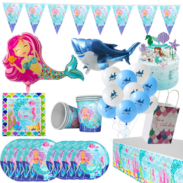 Party Decoration Set and Tableware Set Little Mermaid