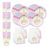 Unicorn Party Supplies Set Disposable Tableware Serves 16 pcs Every Supply