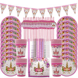 Unicorn Party Kits Paper Plate Cup Banner Sets