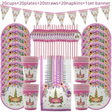 Unicorn Party Kits Paper Plate Cup Banner Sets