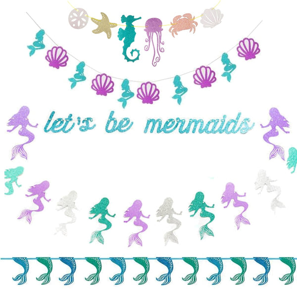 1set Mermaid Paper Banner