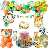 Animal Foil Balloons Jungle Party Decor and Tableware Set