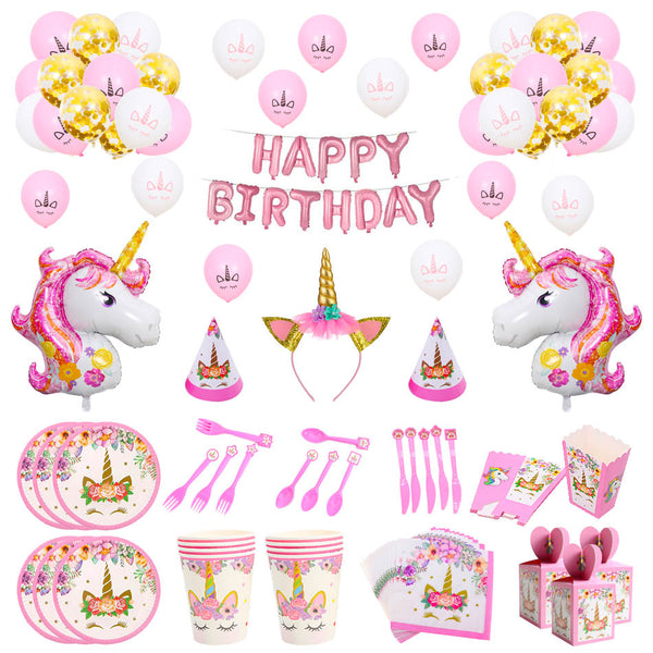 Unicorn Birthday Party Decorations  Banner Plate Balloons Napkin Wrapper